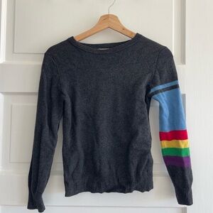 Urban Outfitters Grey and Multi-Colored Asymmetrical Knit Cropped Sweater Top